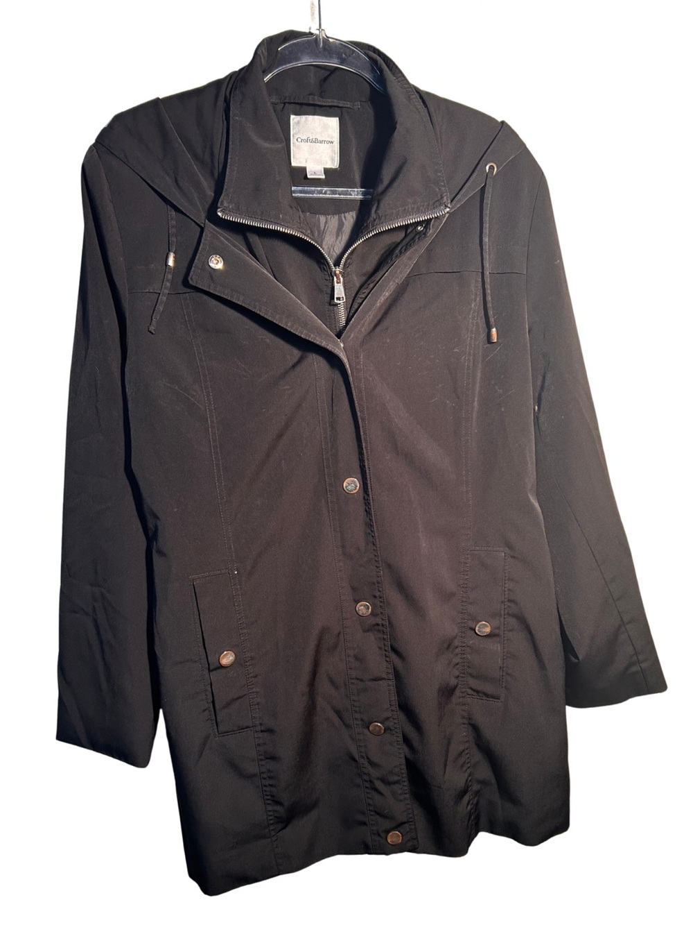 Croft & Barrow Women's Black Hooded Trench Coat